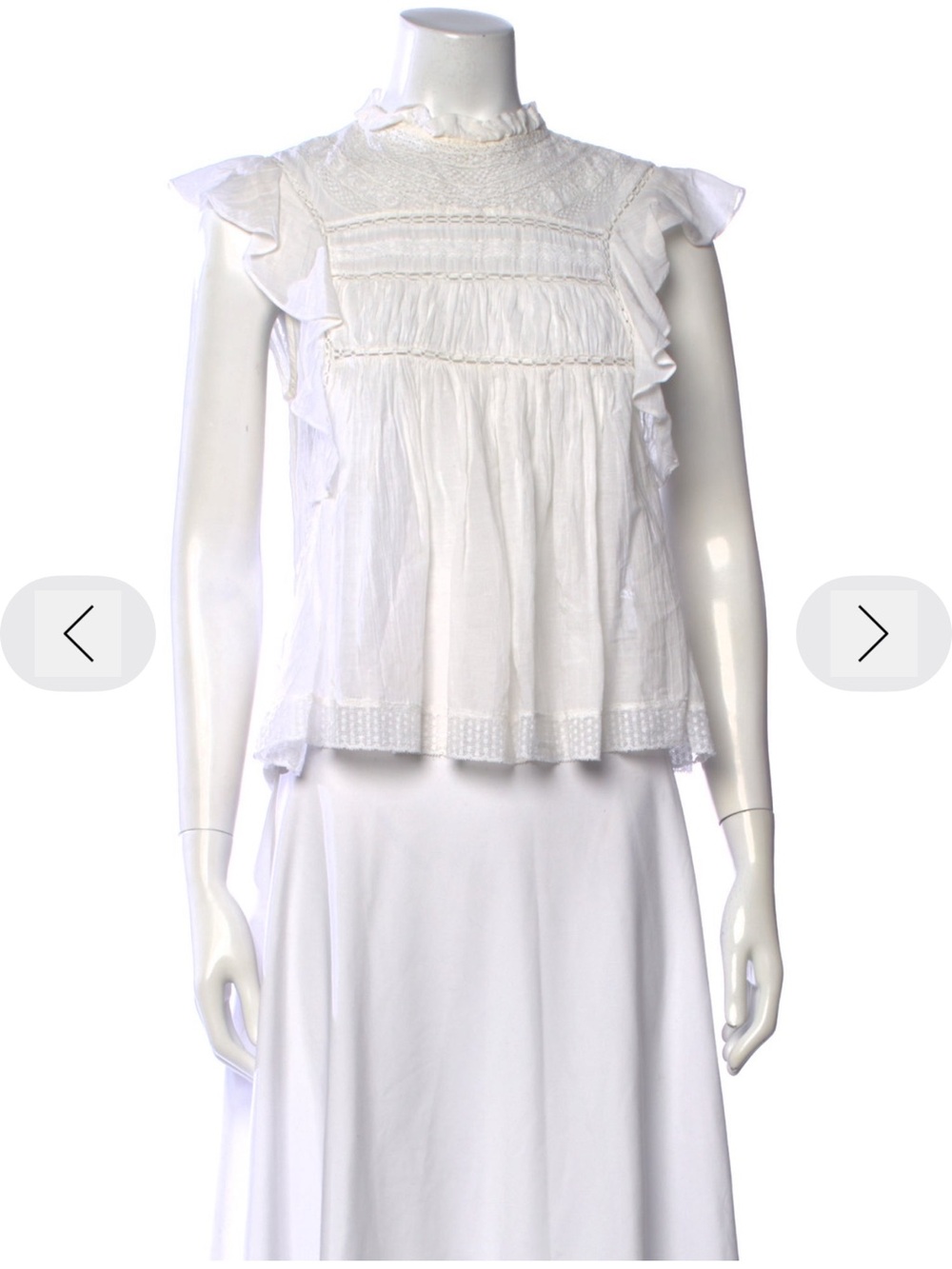 White Sleeveless Smocked Ruffle Blouse